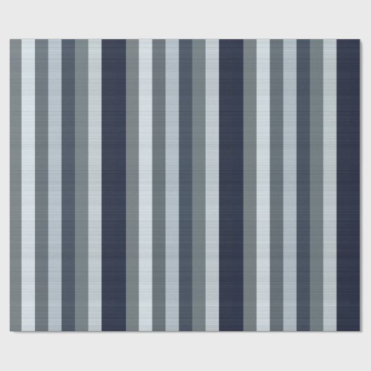 Navy Gray Stripes Cadeaupapier (Vlak)