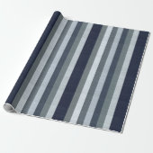 Navy Gray Stripes Cadeaupapier (Uitgerold)