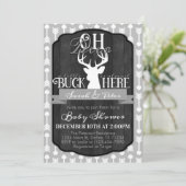 Navy Gray Tribal Deer Baby shower Invitation Kaart (Staand voorkant)