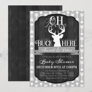 Navy Gray Tribal Deer Baby shower Invitation Kaart
