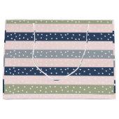 Navy Green and Gray Polka Stripe Pattern – Elegant Groot Cadeauzakje (Voorkant)