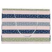 Navy Green and Gray Polka Stripe Pattern – Elegant Groot Cadeauzakje (Achterkant)