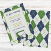 Navy & Green Argyle Golf Feest Uitnodigingen