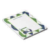 Navy & Green Argyle Golf, gepersonaliseerd Notitie Notitieblok (Schuin)