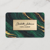 Navy Green en Gold Glitter Marble Agate Modern B Visitekaartje (Voorkant)