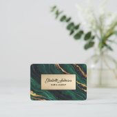 Navy Green en Gold Glitter Marble Agate Modern B Visitekaartje (Staand voorkant)