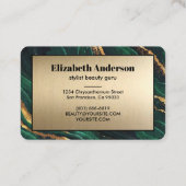 Navy Green en Gold Glitter Marble Agate Modern B Visitekaartje (Achterkant)