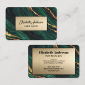 Navy Green en Gold Glitter Marble Agate Modern B Visitekaartje (Voorkant / Achterkant)