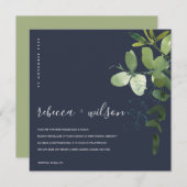 NAVY GREEN EUCALYPTUS FOLIAGE WATERVERF WEDDING KAART (Voorkant / Achterkant)
