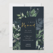 Navy Green Gold Greenery Lijst... ik heb verhuisde Bedankkaart (Voorkant)