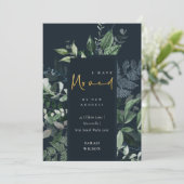 Navy Green Gold Greenery Lijst... ik heb verhuisde Bedankkaart (Staand voorkant)