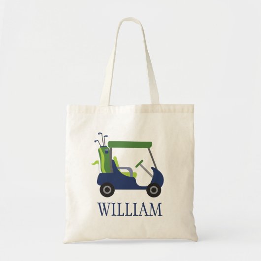 Navy & Green Golf Cart, gepersonaliseerde Canvas t Tote Bag (Voorkant)