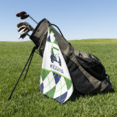 Navy & Green Golf Cart Monogram Golf Towel Golfhanddoek (Groen)