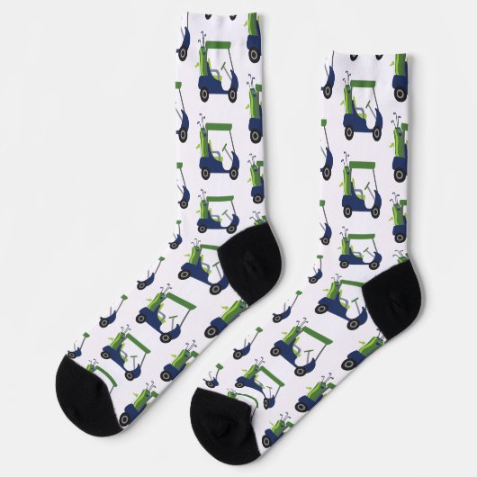 Navy & Green Golf Cart Pattern Socks Sokken (Links)