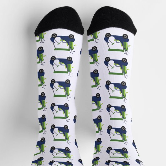 Navy & Green Golf Cart Pattern Socks Sokken (Top)