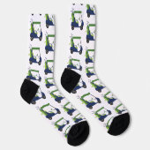 Navy & Green Golf Cart Pattern Socks Sokken (Rechts)