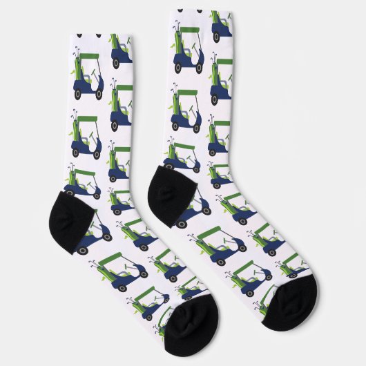 Navy & Green Golf Cart Pattern Socks Sokken (Rechts)