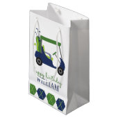 Navy & Green Golf Cart persoonlijke cadeautas (Voorkant Gekanteld)