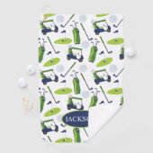 Navy & Green Golf gepersonaliseerd Golfhanddoek (Insitu)