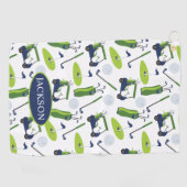 Navy & Green Golf gepersonaliseerd Golfhanddoek (Horizontaal)