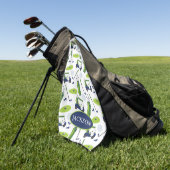 Navy & Green Golf gepersonaliseerd Golfhanddoek (Groen)