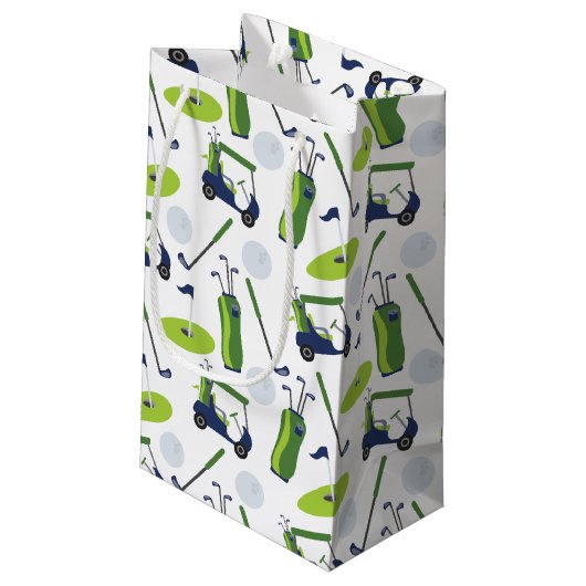 Navy & Green Golf gepersonaliseerd Klein Cadeauzakje (Achterkant Gekanteld)