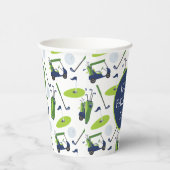Navy & Green Golf gepersonaliseerd Papieren Bekers (Rechts)