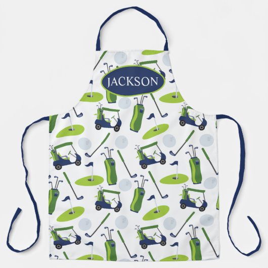 Navy & Green Golf gepersonaliseerd Schort (Voorkant)