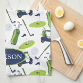 Navy & Green Golf gepersonaliseerd Theedoek (Quarter Fold)