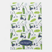 Navy & Green Golf gepersonaliseerd Theedoek (Verticaal)