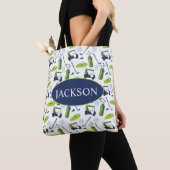 Navy & Green Golf gepersonaliseerd Tote Bag (Dichtbij)
