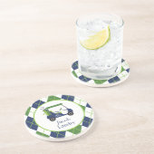 Navy & Green Golf gepersonaliseerd Zandsteen Onderzetter (Zijkant)