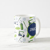 Navy & Green Golf - gepersonaliseerde monogrammen Koffiemok (Voorkant rechts)