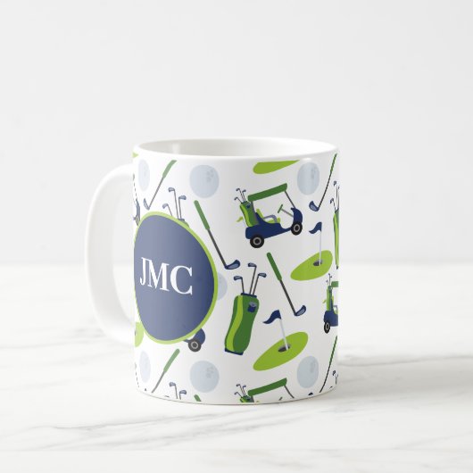Navy & Green Golf - gepersonaliseerde monogrammen Koffiemok (Voorkant links)