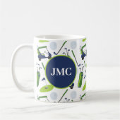 Navy & Green Golf - gepersonaliseerde monogrammen Koffiemok (Links)