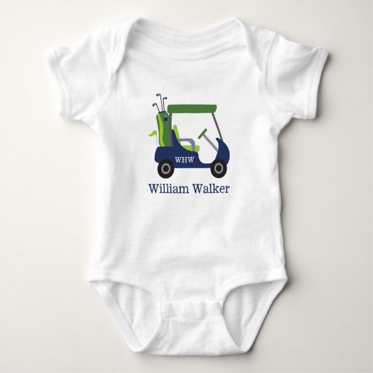 Navy & Green Golf Personalized Baby Bodysuit (Voorkant)