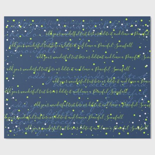 Navy Green Minimalist Custom Script Text Sneeuwval Cadeaupapier (Vlak)