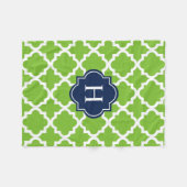 Navy & Green Monogram | Fleece Blanket Deken (Voorkant (Horizontaal))