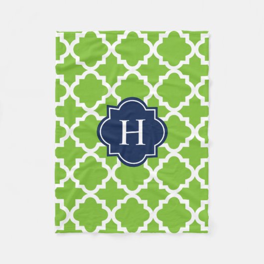 Navy & Green Monogram | Fleece Blanket Deken (Voorkant)