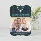Navy Green Plaid Country Kerstkaart (Staand voorkant)
