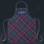 Navy Green Red Tartan Pset Personalized Holiday Schort<br><div class="desc">Seizoensvakantieplatform heeft een klassiek blauw van de marine,  jager groen,  rood,  en wit Schots tartan vlakpatroon met witte serif monogram tekst die met een voornaam kan worden gepersonaliseerd. Of je nu kerstdiner kook,  vakantiekoekjes bakken of gerechten doet,  je zult er stijlvol uitzien dit vakantieseizoen!</div>