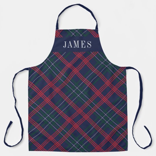 Navy Green Red Tartan Pset Personalized Holiday Schort (Voorkant)
