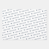 Navy Green Repo Monogram Name Star Inpakpapier Vel (Voorkant 2)