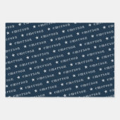 Navy Green Repo Monogram Name Star Inpakpapier Vel (Voorkant)