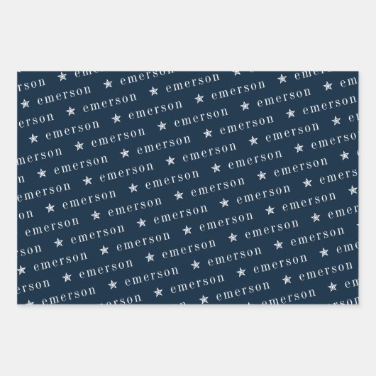 Navy Green Repo Monogram Name Star Inpakpapier Vel (Voorkant)