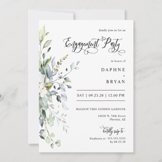 Navy Green verlaat de verlovingsfeest QR Code Foto Kaart (Voorkant)