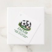 Navy green Voetbal Kinder Waterverf Bedankjes Labels (In situ)