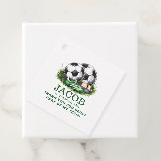 Navy green Voetbal Kinder Waterverf Bedankjes Labels (In situ)