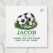 Navy green Voetbal Kinder Waterverf Bedankjes Labels (Achterkant)