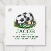 Navy green Voetbal Kinder Waterverf Bedankjes Labels (Voorkant)